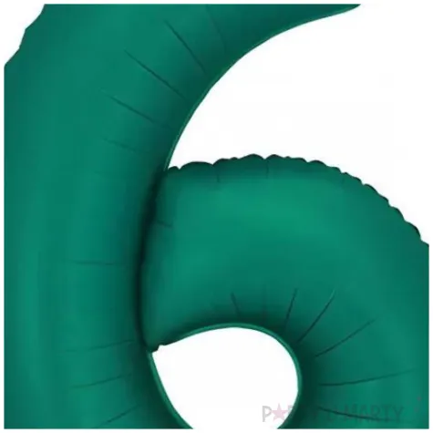 balon foliowy cyfra 6 dekoracja na urodziny butelkowy zielony 34 dgt