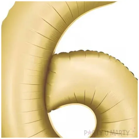 balon foliowy cyfra 6 dekoracja na urodziny zloty matowy 34 dgt