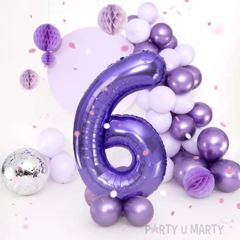 balon foliowy cyfra 6 fioletowy partypal 39 dgt
