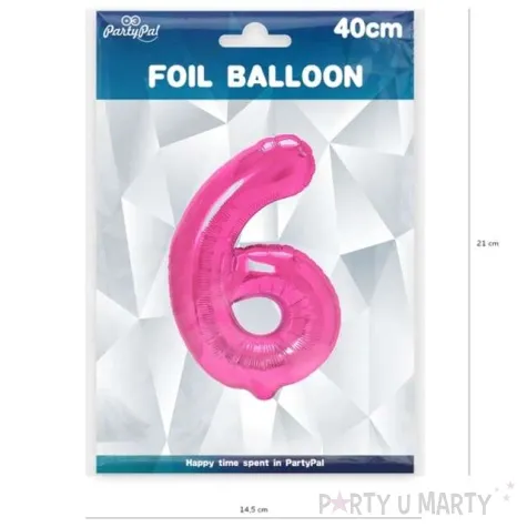 balon foliowy cyfra 6 fuksja partypal 16 dgt