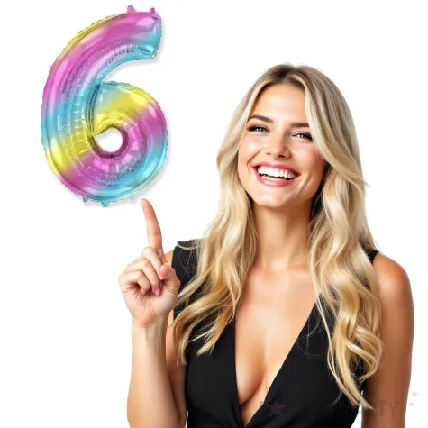 balon foliowy cyfra 6 gradient pastelowy flexmetal 34 dgt