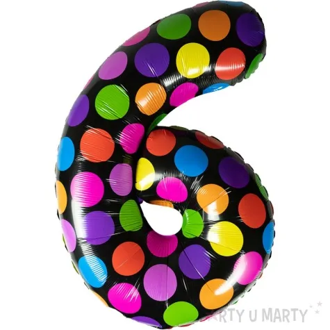 balon foliowy cyfra 6 grochy mix arpex 24 dgt
