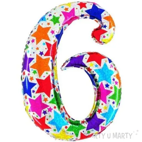 balon foliowy cyfra 6 gwiazdki betallic 40 dgt