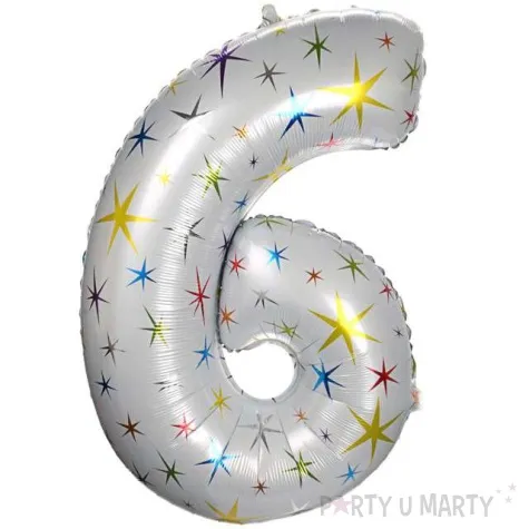 balon foliowy cyfra 6 gwiazdki oem 40 dgt