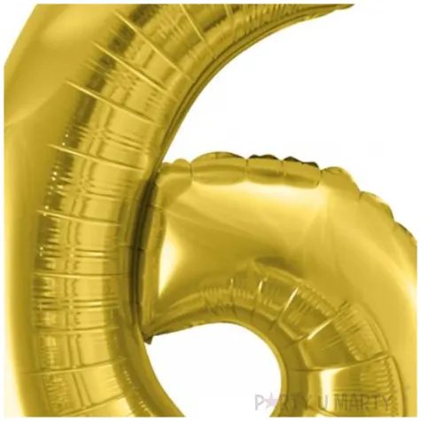 balon foliowy cyfra 6 jasnozloty partydeco 34 dgt