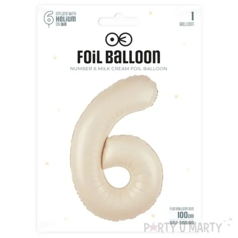 balon foliowy cyfra 6 kremowy 39 dgt