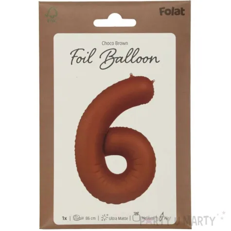 balon foliowy cyfra 6 mat braz czekoladowy folat 34 dgt