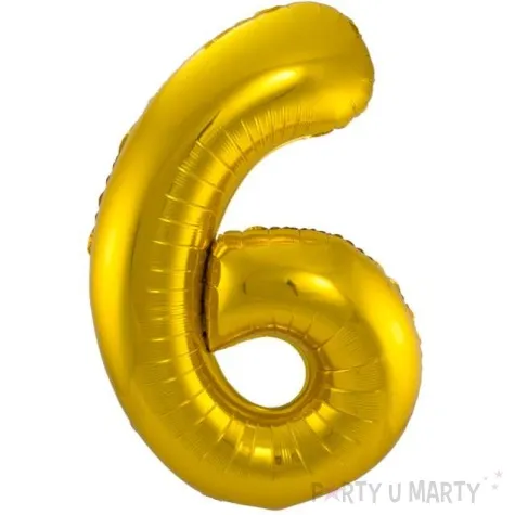balon foliowy cyfra 6 metaliczny zloty folat 34 dgt