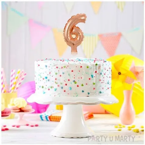 balon foliowy cyfra 6 micro rozowe zloto godan 5 dgt