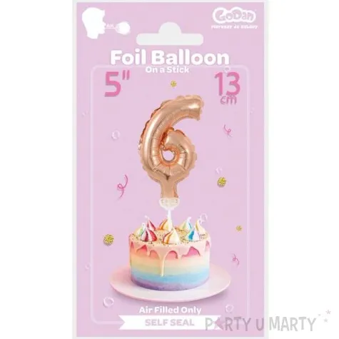 balon foliowy cyfra 6 micro rozowe zloto godan 5 dgt