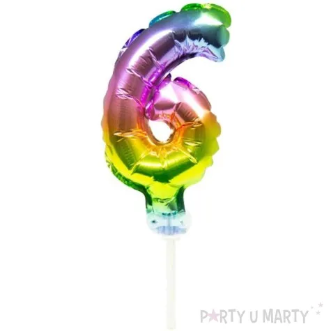 balon foliowy cyfra 6 micro teczowy folat 5 dgt