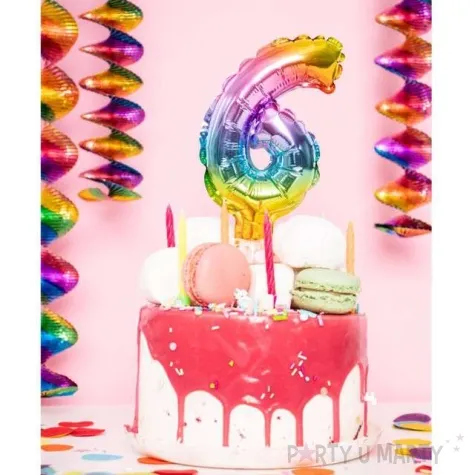 balon foliowy cyfra 6 micro teczowy folat 5 dgt