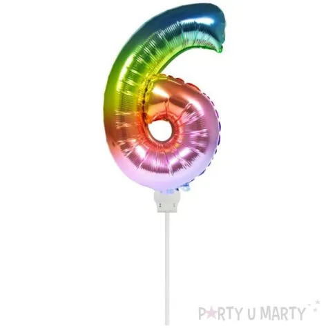 balon foliowy cyfra 6 mini teczowy folat 14 dgt