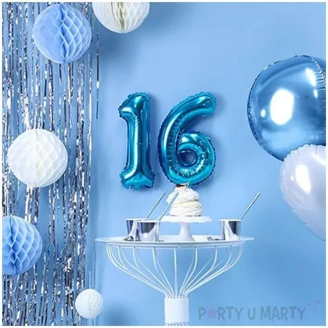 balon foliowy cyfra 6 niebieski partydeco 14 dgt