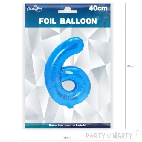 balon foliowy cyfra 6 niebieski partypal 16 dgt