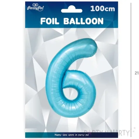 balon foliowy cyfra 6 niebieski partypal 39 dgt