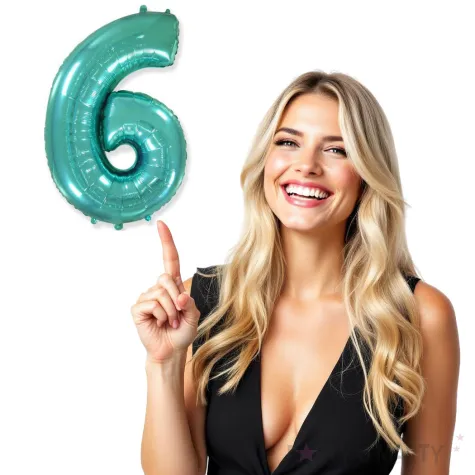 balon foliowy cyfra 6 niebieski tiffany flexmetal 34 dgt