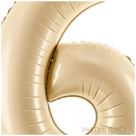 balon foliowy cyfra 6 pastel bezowy partydeco 34 dgt