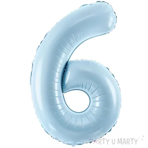 balon foliowy cyfra 6 pastel blekitny partydeco 34 dgt