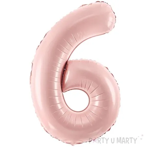 balon foliowy cyfra 6 pastel rozowy jasny partydeco 34 dgt