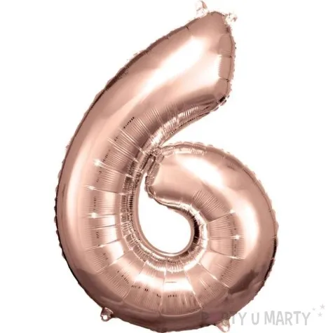 balon foliowy cyfra 6 rozowe zloto amscan 34 dgt