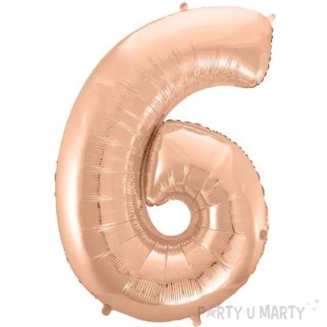 balon foliowy cyfra 6 rozowe zloto godan 45 dgt