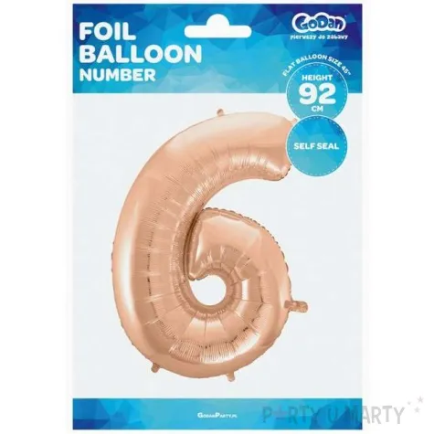 balon foliowy cyfra 6 rozowe zloto godan 45 dgt