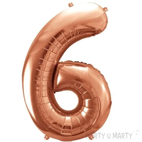 balon foliowy cyfra 6 rozowe zloto partydeco 34 dgt