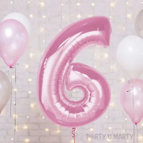 balon foliowy cyfra 6 rozowy jasny godan 36 dgt