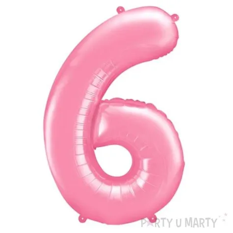 balon foliowy cyfra 6 rozowy jasny partydeco 34 dgt