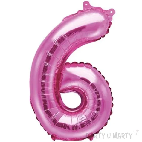 balon foliowy cyfra 6 rozowy partydeco 14 dgt