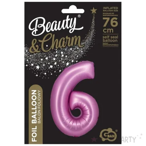 balon foliowy cyfra 6 rozowy satynowy godan 30 dgt