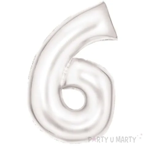 balon foliowy cyfra 6 satynowy bialy amscan 34 dgt