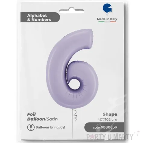 balon foliowy cyfra 6 satynowy liliowy grabo 40 dgt