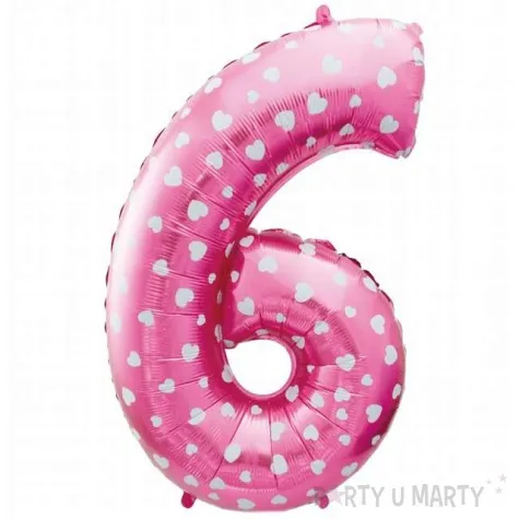 balon foliowy cyfra 6 serduszka rozowy godan 26 dgt