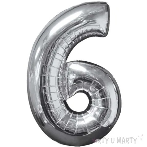 balon foliowy cyfra 6 srebrny amscan 26 dgt