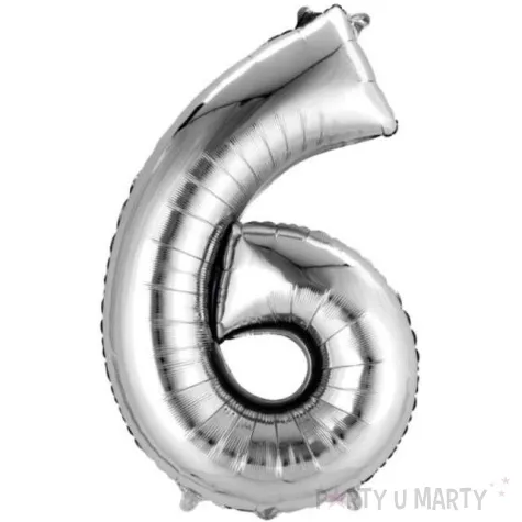 balon foliowy cyfra 6 srebrny amscan 34 dgt