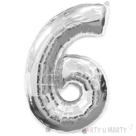 balon foliowy cyfra 6 srebrny flexmetal 34 dgt