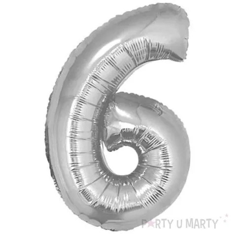 balon foliowy cyfra 6 srebrny godan 14 dgt