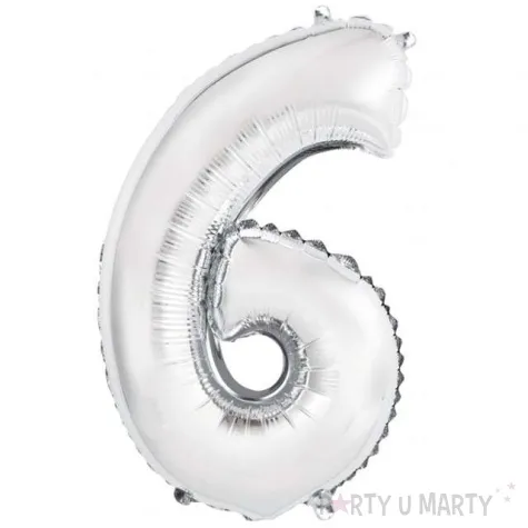 balon foliowy cyfra 6 srebrny godan 14 dgt