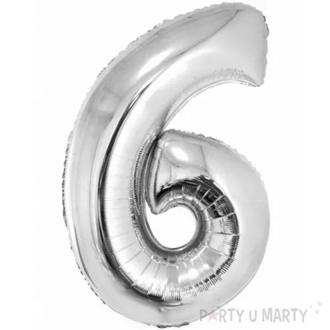 balon foliowy cyfra 6 srebrny godan 34 dgt
