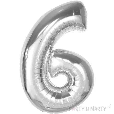 balon foliowy cyfra 6 srebrny godan 36 dgt