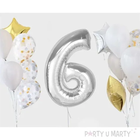 balon foliowy cyfra 6 srebrny godan 36 dgt
