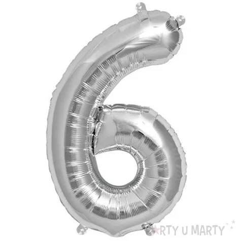 balon foliowy cyfra 6 srebrny northstar balloons 34 dgt
