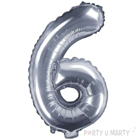 balon foliowy cyfra 6 srebrny partydeco 14 dgt