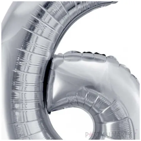 balon foliowy cyfra 6 srebrny partydeco 34 dgt