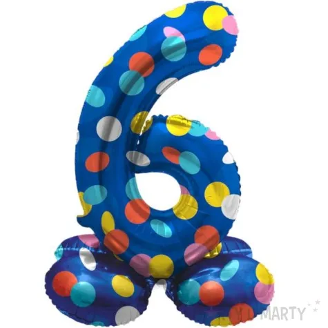 balon foliowy cyfra 6 stojaca grochy folat 28 dgt