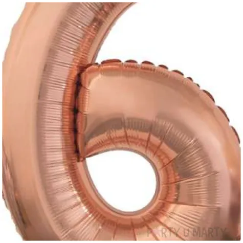 balon foliowy cyfra 6 stojaca rozowe zloto godan 29 dgt