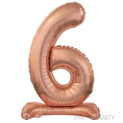 balon foliowy cyfra 6 stojaca rozowe zloto godan 29 dgt