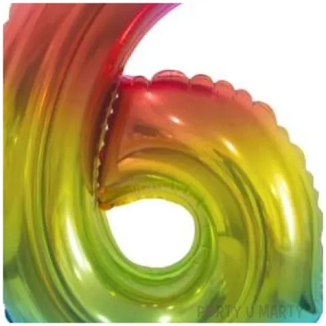 balon foliowy cyfra 6 stojaca teczowy godan 15 dgt